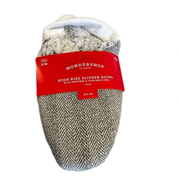 New! Wondershop Gray Sherpa Lined Pull-On Slippers with Grippers​ - Picture 1 of 3